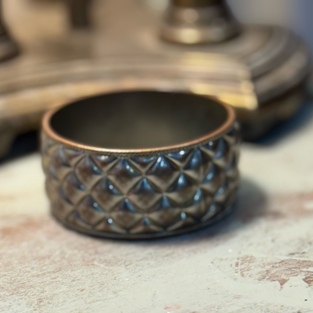 Lucky Brand Antique Gold Quilted Metal Cuff Bracelet